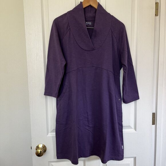 Columbia Wear Everywhere XL Dress Cowl Neck Raglan 3/4 Sleeve Purple Pockets - Picture 13 of 15